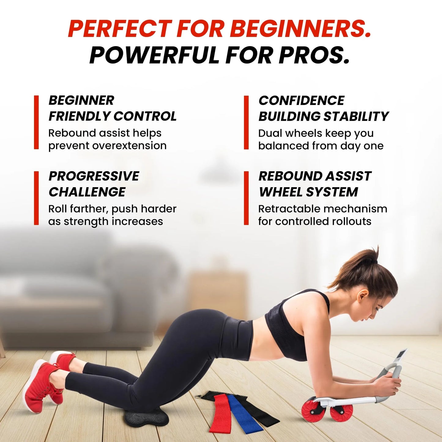 AB Roller Wheel with Elbow Support & Knee Pads (NEW)