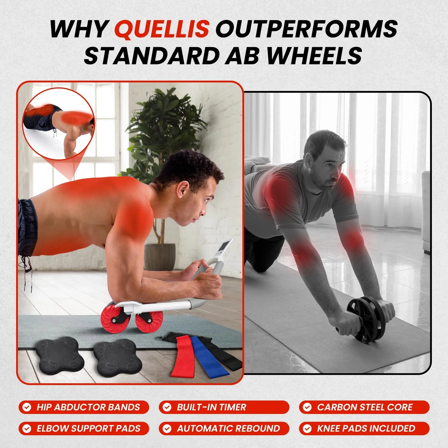 AB Roller Wheel with Elbow Support & Knee Pads (NEW)