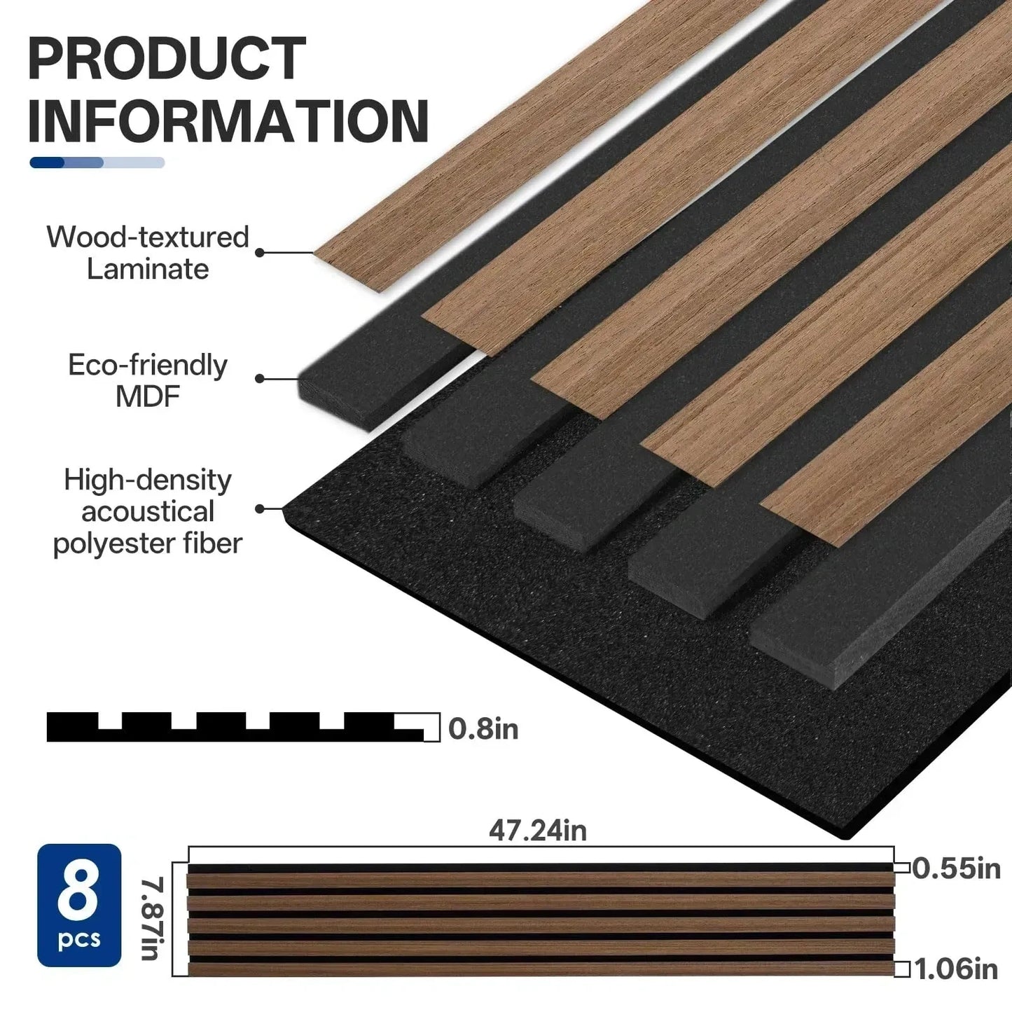 Wood Panels for Wall, 8 Pack (NEW)