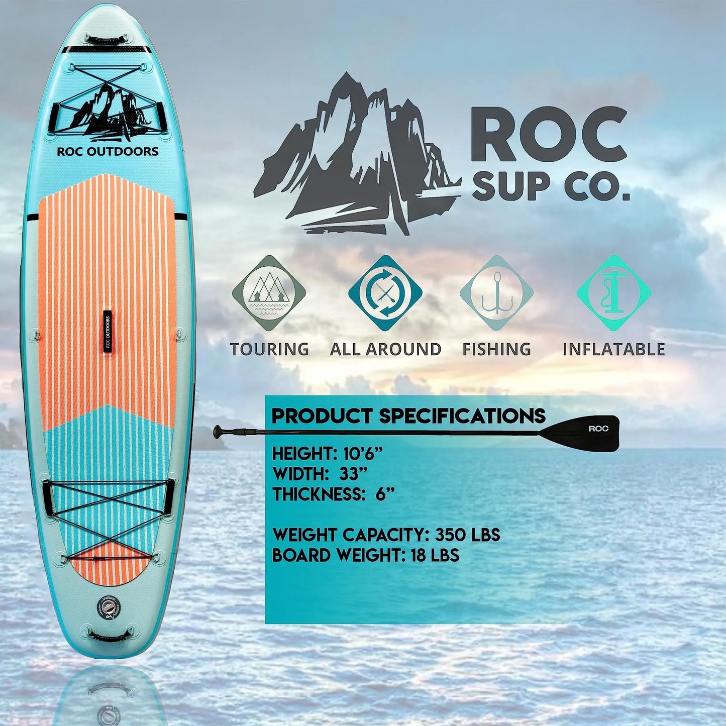 Roc Inflatable Stand Up Paddle Boards (NEW)