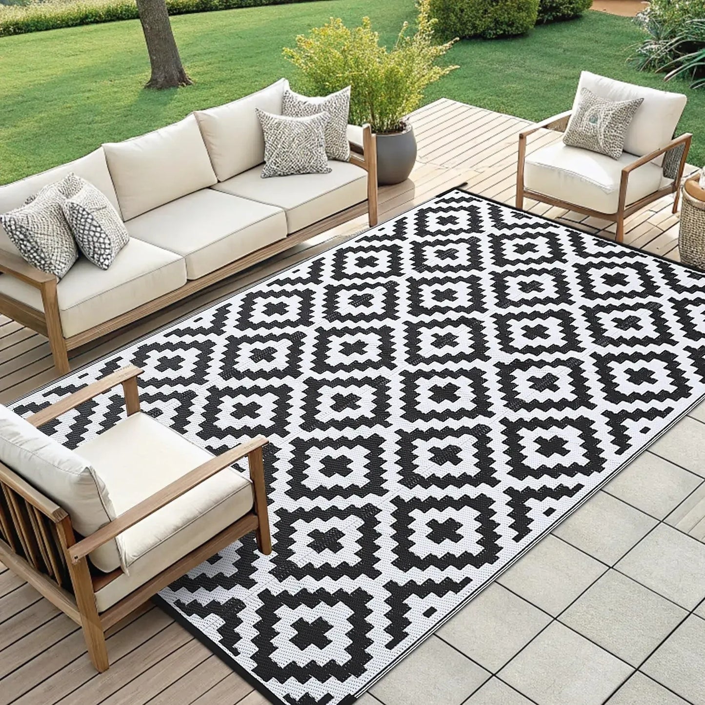 Smiry Waterproof Outdoor Rug 9x12 ft (NEW)