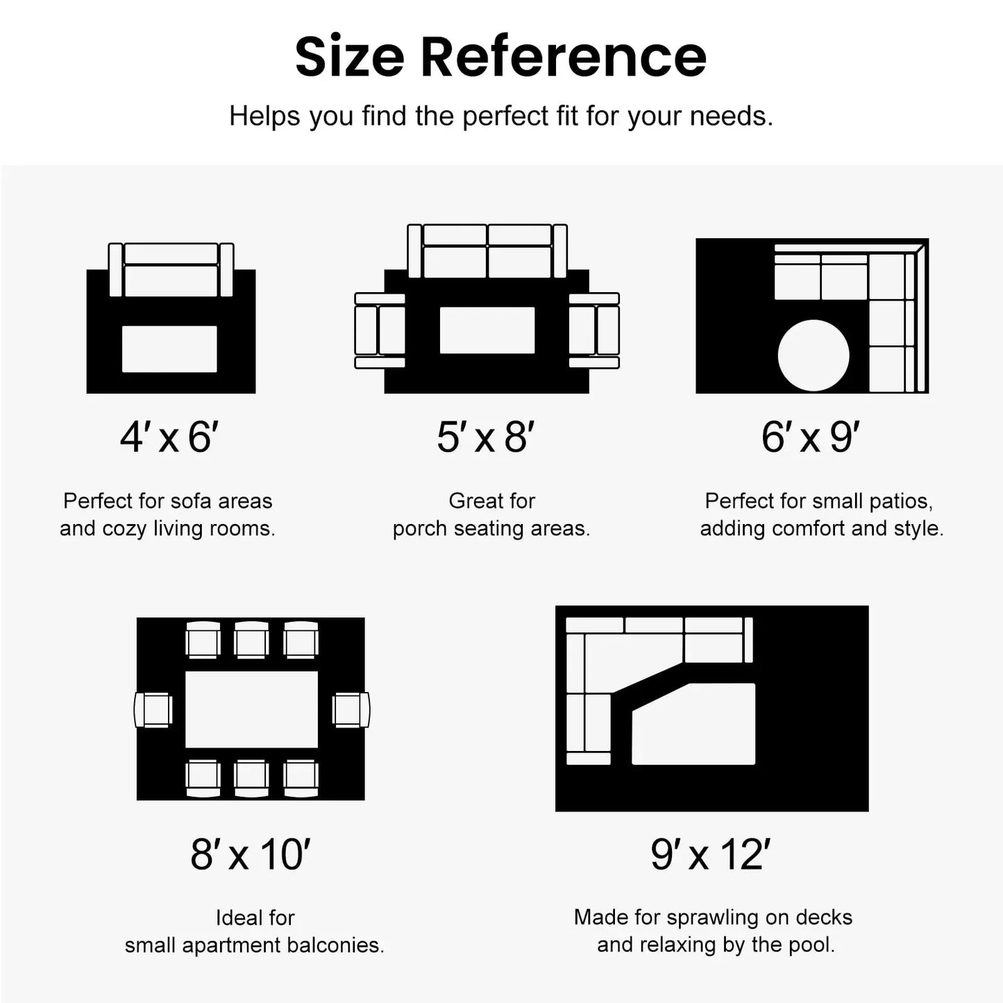 Smiry Waterproof Outdoor Rug 9x12 ft (NEW)