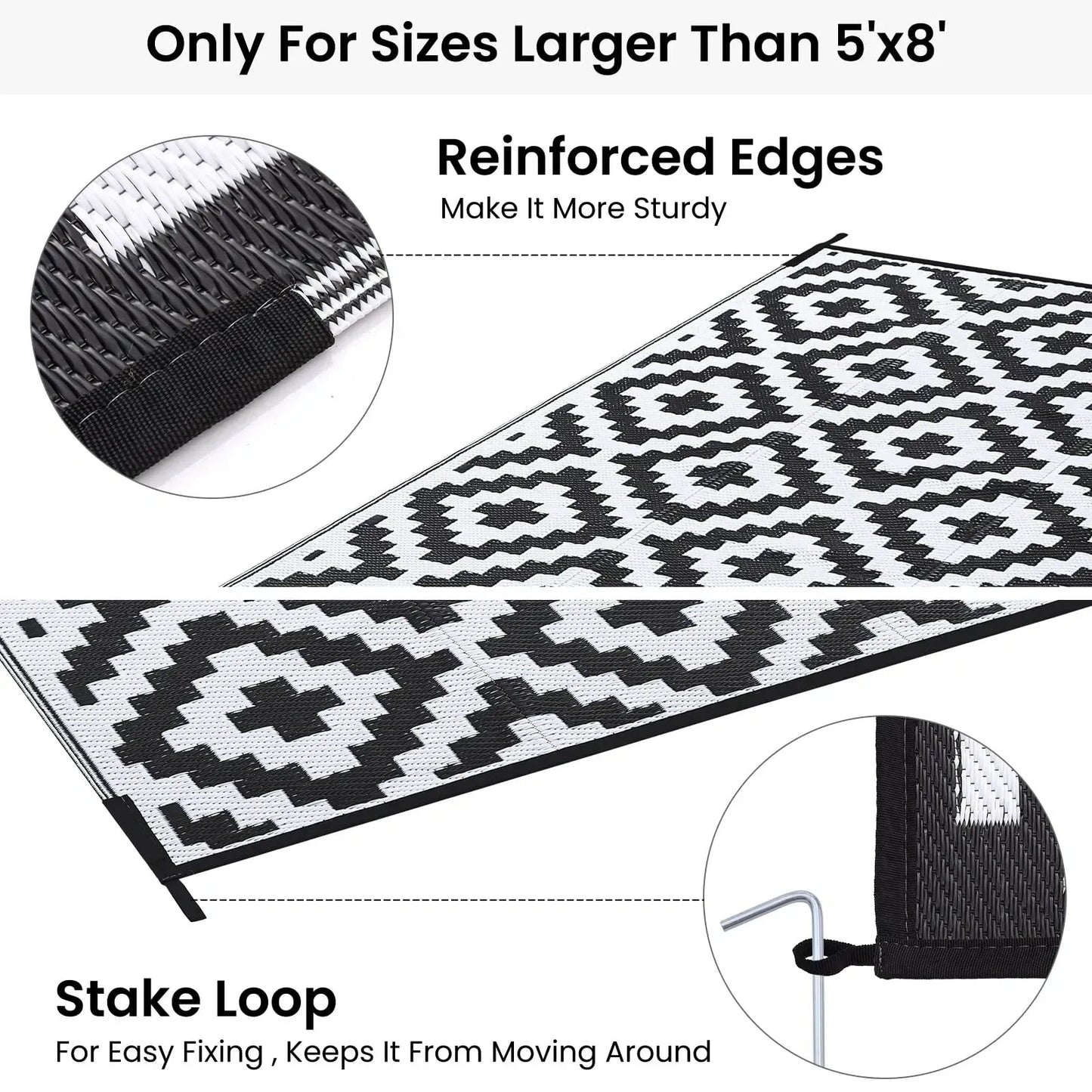 Smiry Waterproof Outdoor Rug 9x12 ft (NEW)