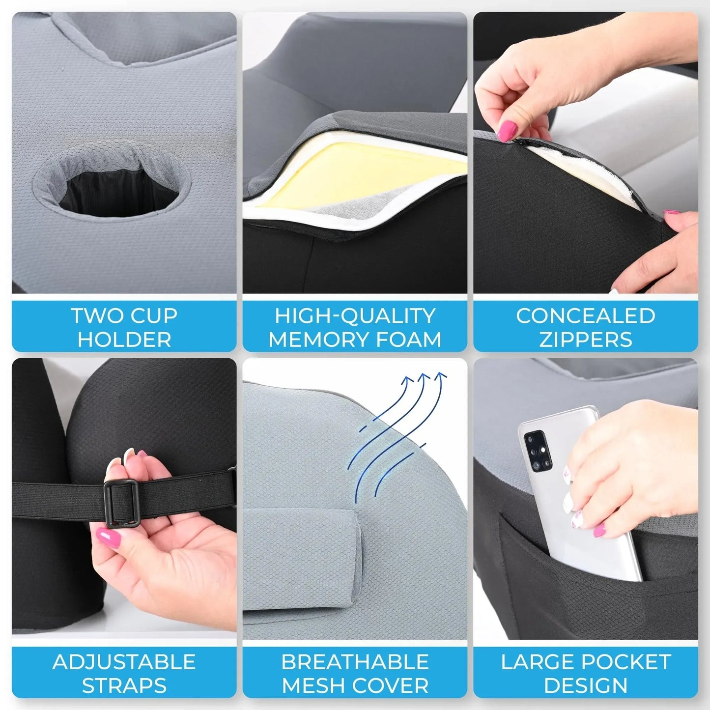 SOULE Multi-Purpose Reading & Gaming Memory Foam Pillow (NEW)