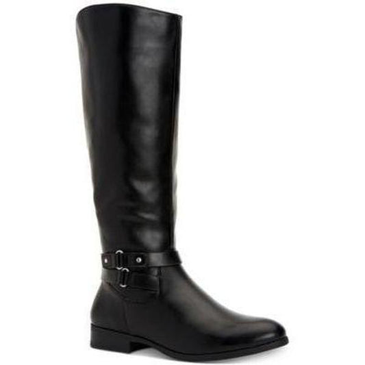 STYLE & COMPANY Womens Black 0.5  Platform Heel Hardware Detail Padded Kindell Round Toe Block Heel Zip-up Riding Boot 5.5 M