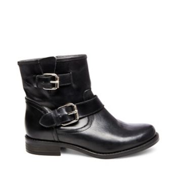 Steve Madden Women's Cain Closed Toe Ankle Fashion Boots  Black Leather  Size 7.0