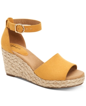 STYLE & COMPANY Womens Yellow Mc Gold 1  Platform Braided Jute Ankle Strap Padded Seleeney Round Toe Wedge Buckle Espadrille Shoes 9.5 M