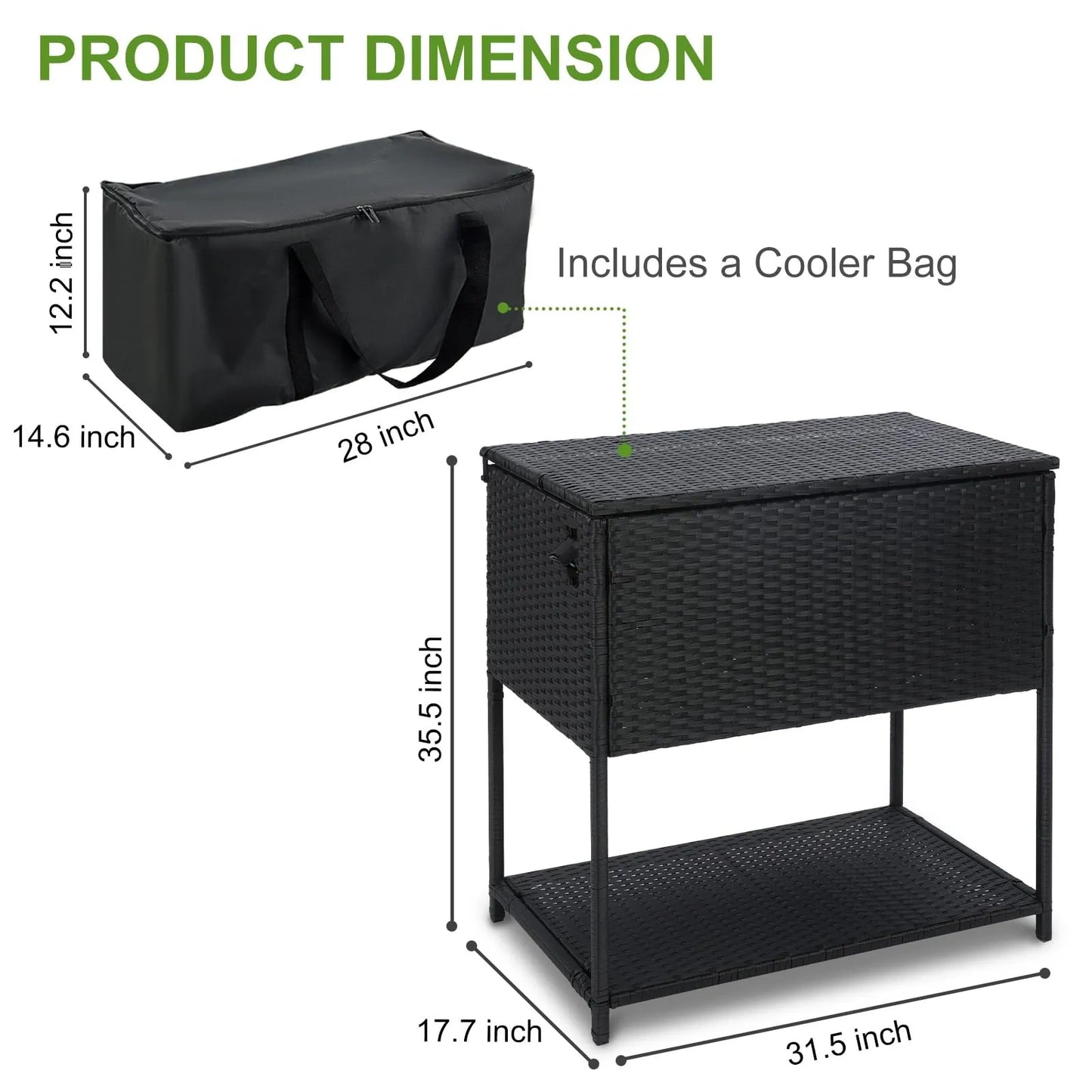 SUNNYPARK Large Ice Chest Cooler Cart 80 Quart (NEW)