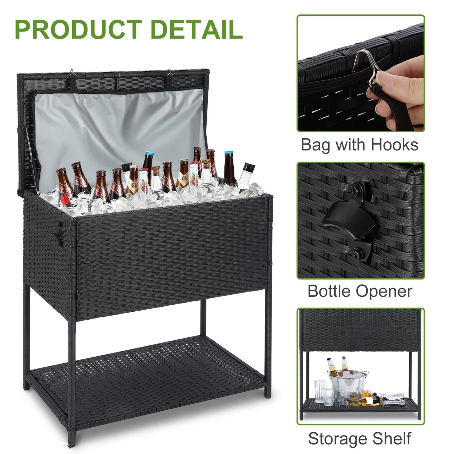 SUNNYPARK Large Ice Chest Cooler Cart 80 Quart (NEW)