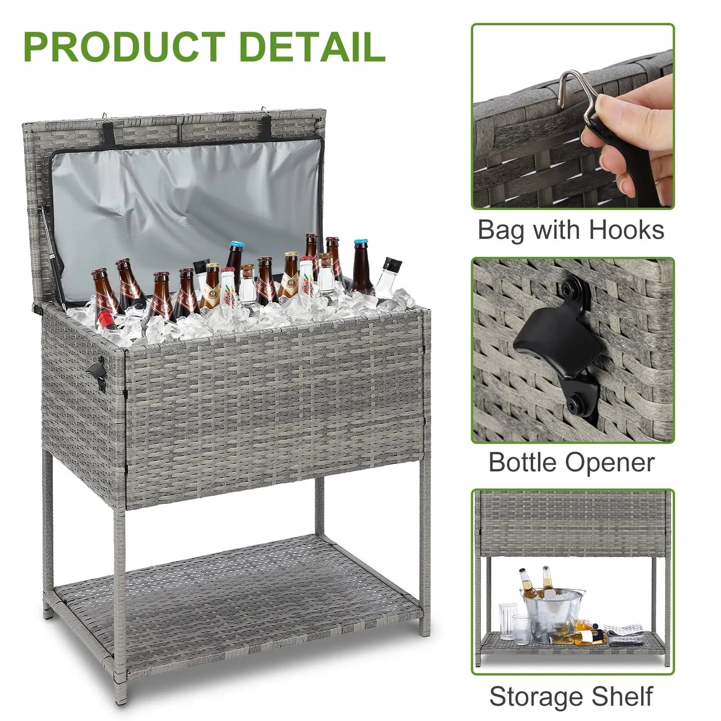 SUNNYPARK Large Ice Chest Cooler Cart 80 Quart (NEW)