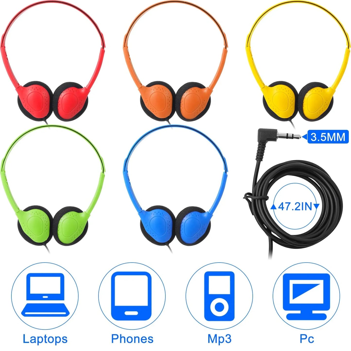 Tellegloww 120 Pcs Kids Classroom Headphones (NEW)