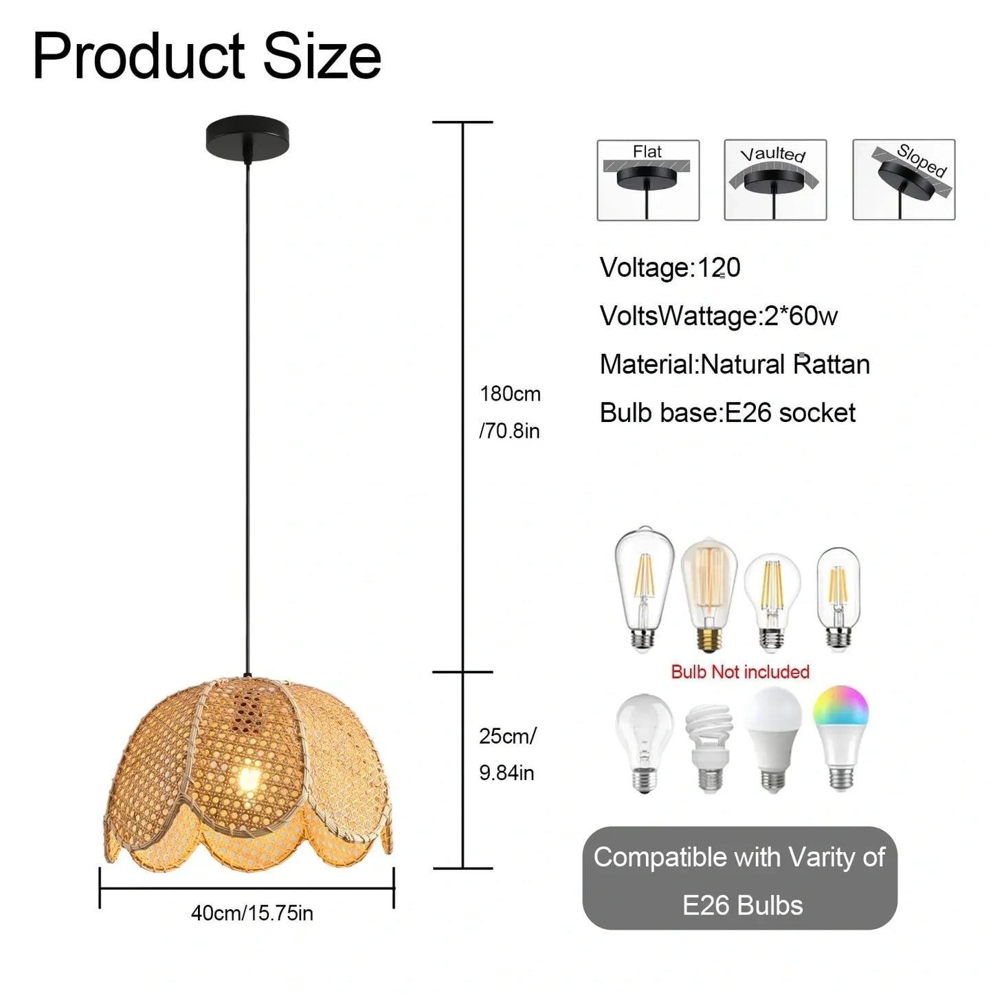 Natural Rattan Hanging Lamp (NEW)