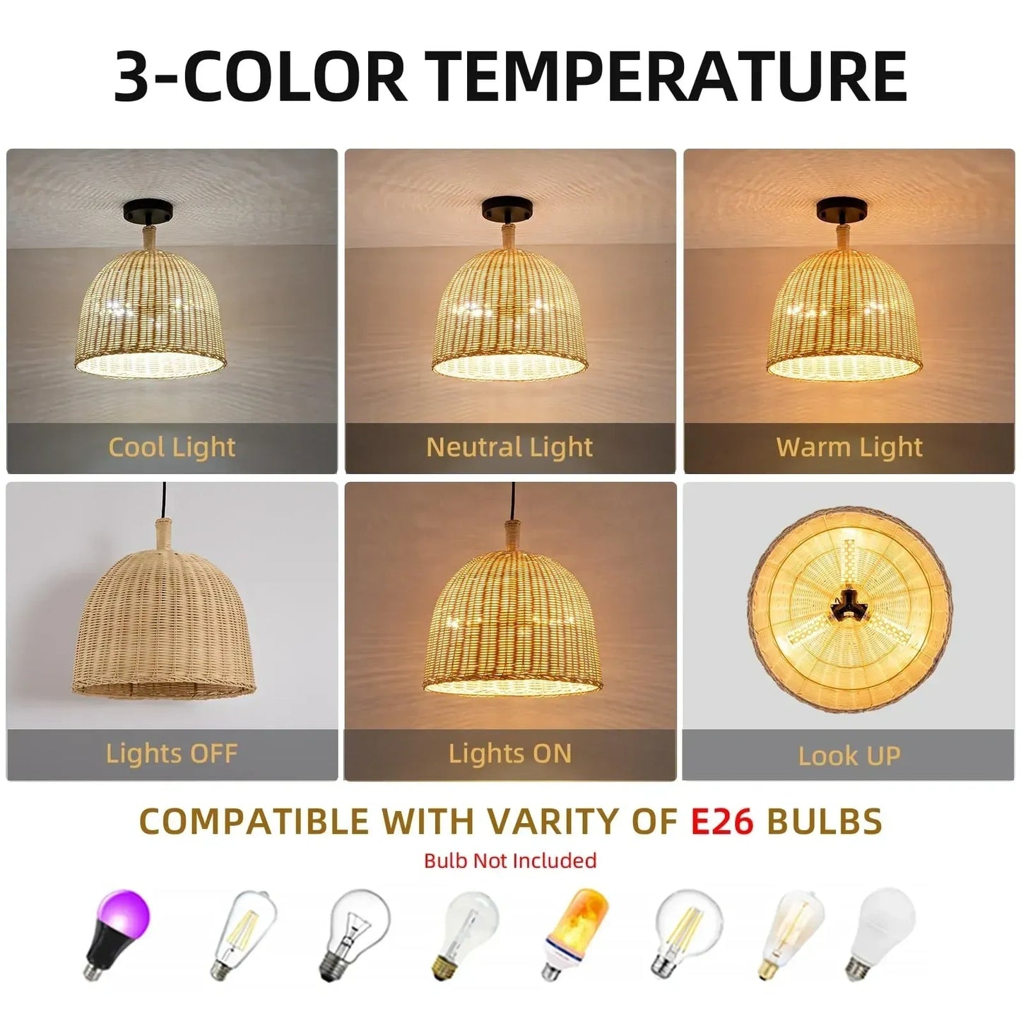3-Light Rattan Pendant Lights (NEW)