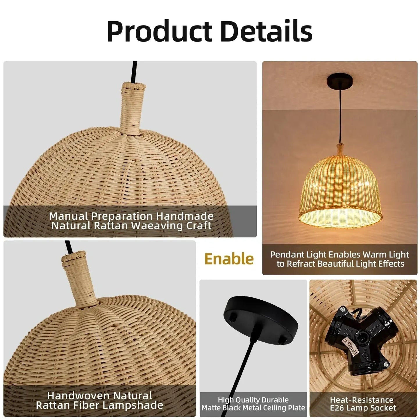 3-Light Rattan Pendant Lights (NEW)