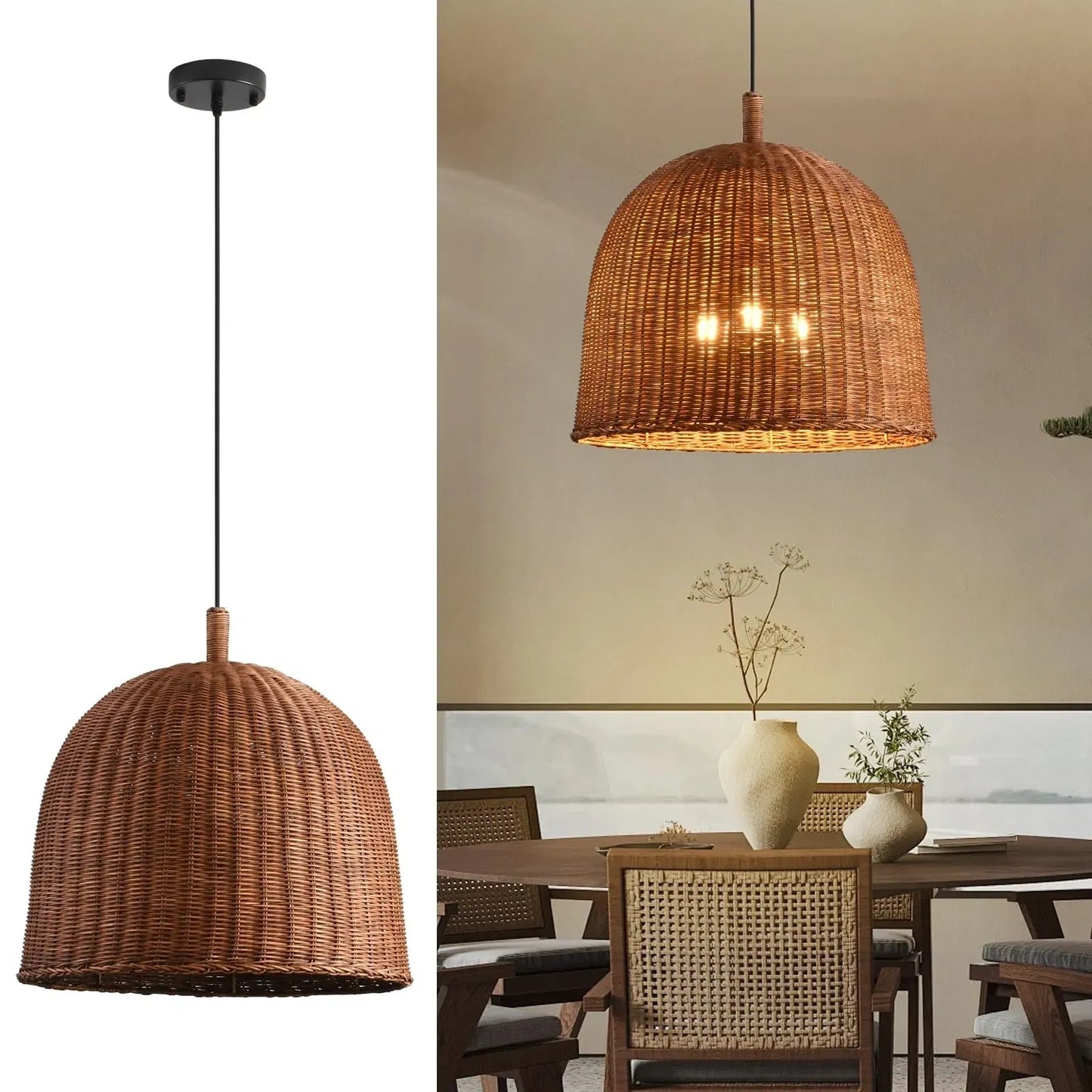 Dark Curry Rattan Pendant Lights (NEW)