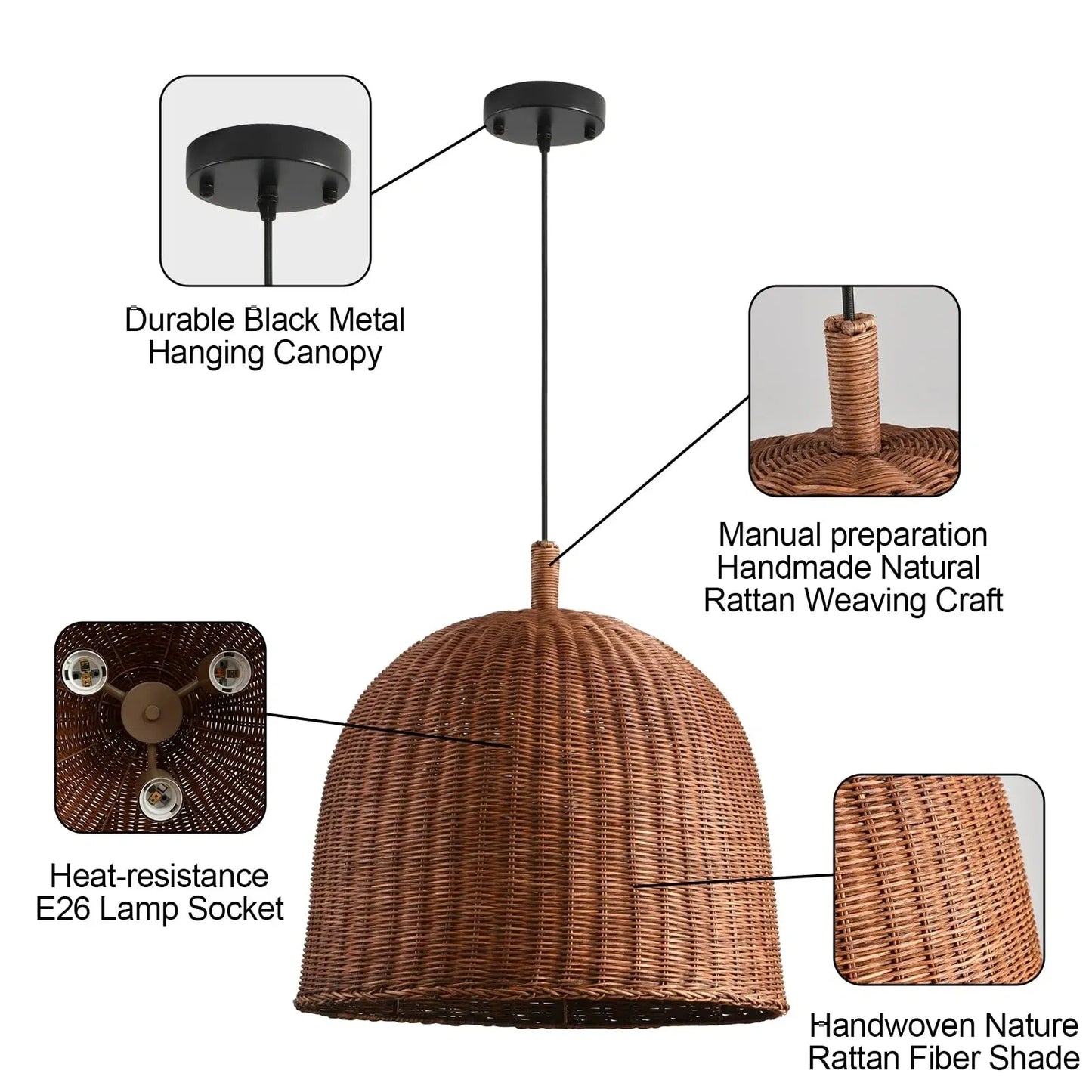 Dark Curry Rattan Pendant Lights (NEW)