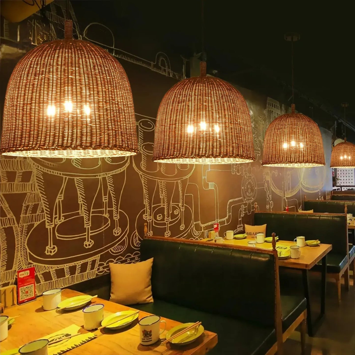 Dark Curry Rattan Pendant Lights (NEW)