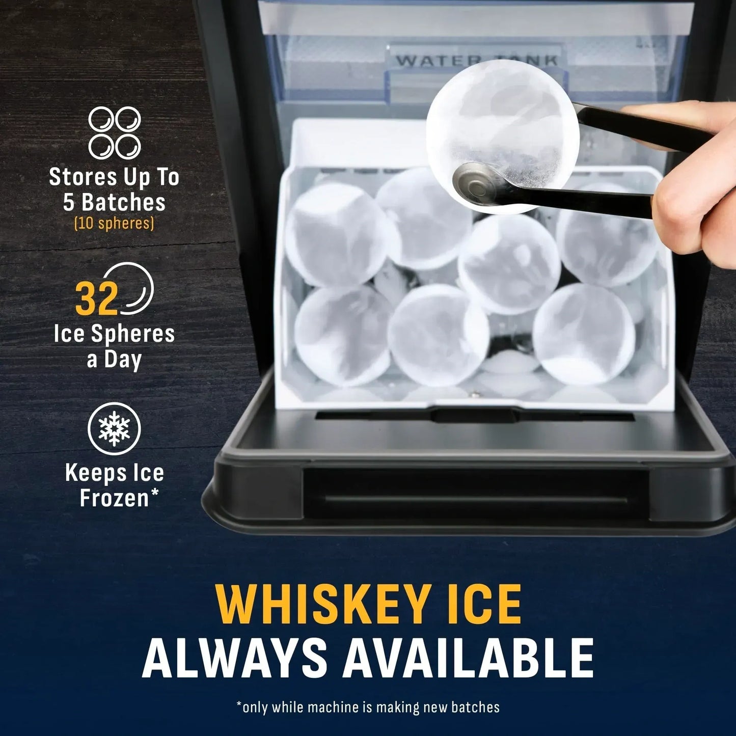 Newair Countertop Whiskey Ice Ball Maker - 32 Ice Spheres / 24 Hours