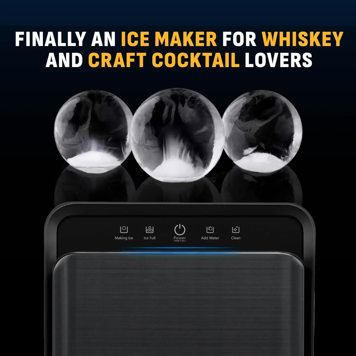 Newair Countertop Whiskey Ice Ball Maker - 32 Ice Spheres / 24 Hours