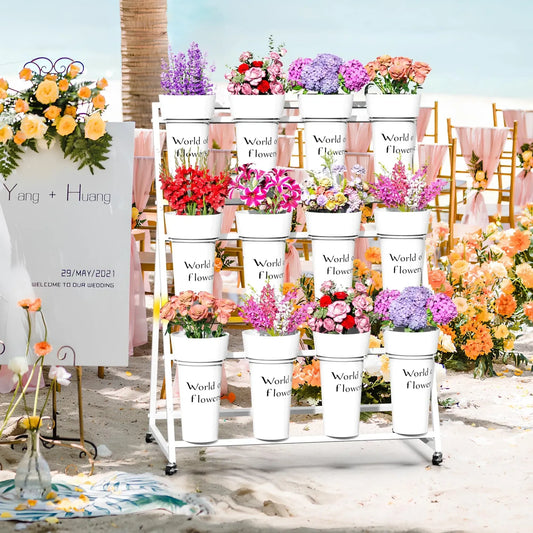 Flower Display Stand with 12 Buckets (NEW)