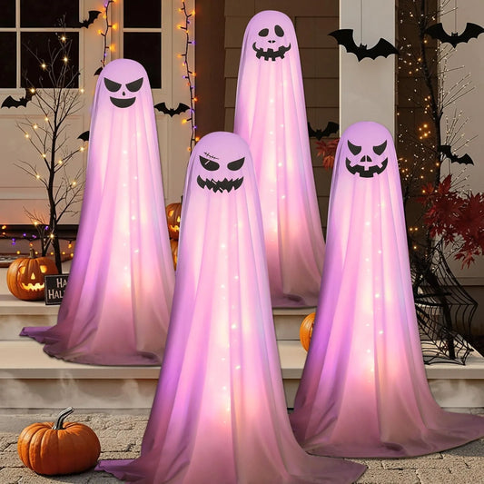 Outdoor Spooky Ghost Halloween Decor 4 Packs  (NEW)