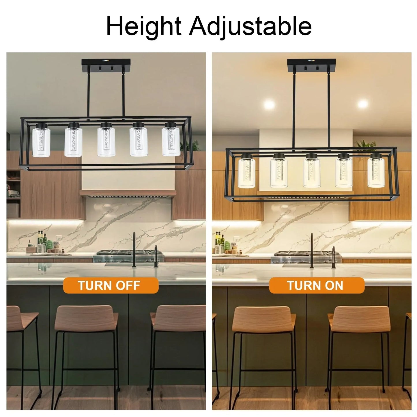 VINLUZ LED 5 Light Chandeliers with Clear Glass and Crystal Bulb (NEW)