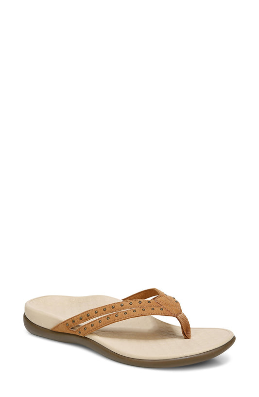 Vionic Womens Tasha Cushioned Footbed Studded Flip-Flops