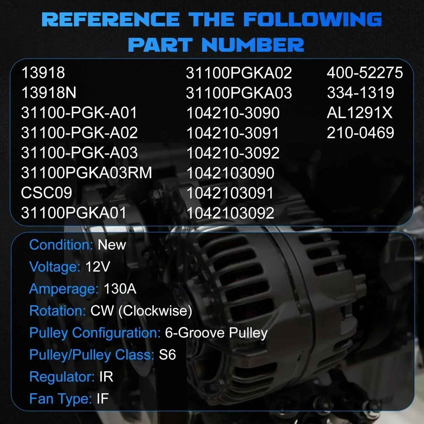 Alternator for 2003-2004 Honda/Acura (NEW)