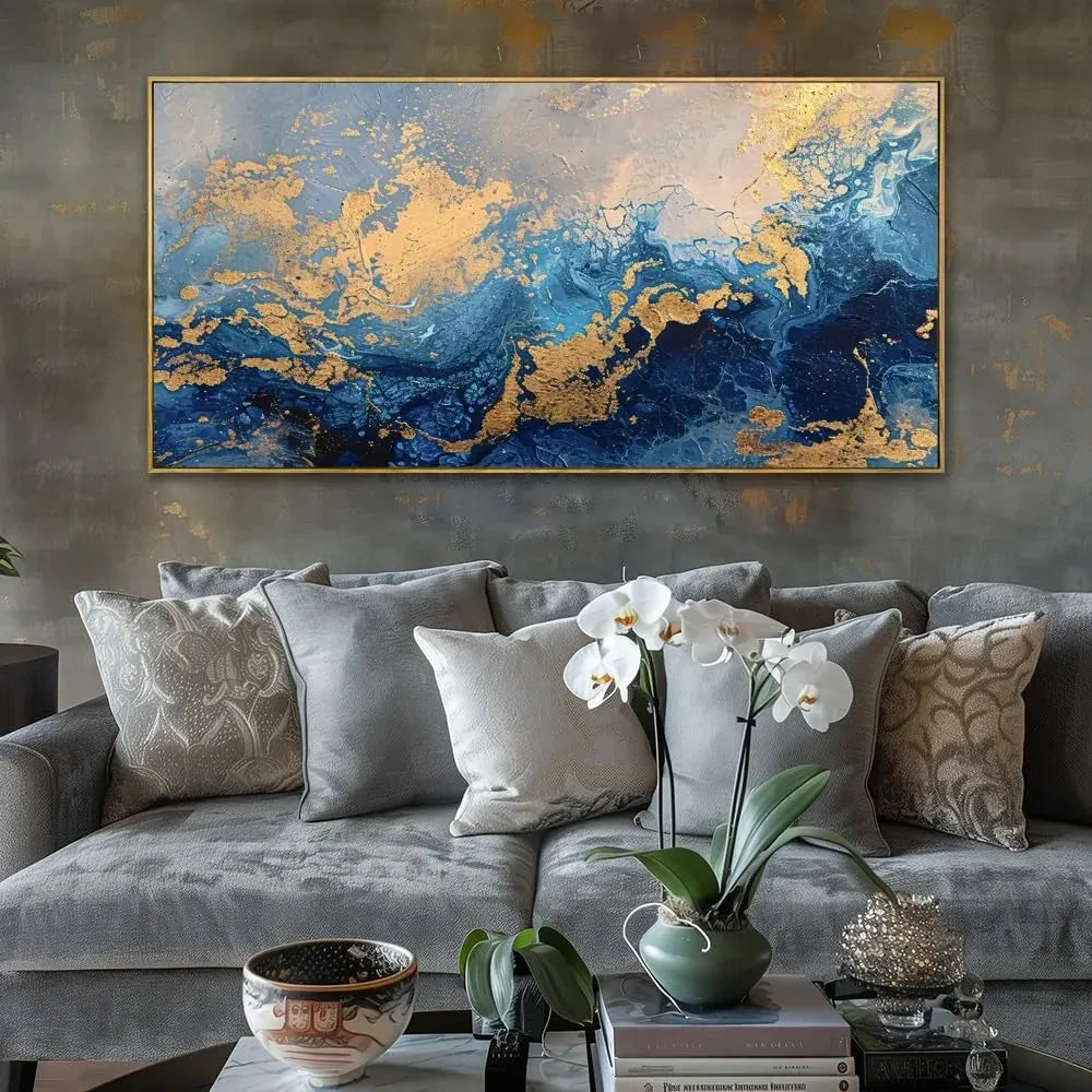 Navy Blue Splash Ink Wall Art (NEW)