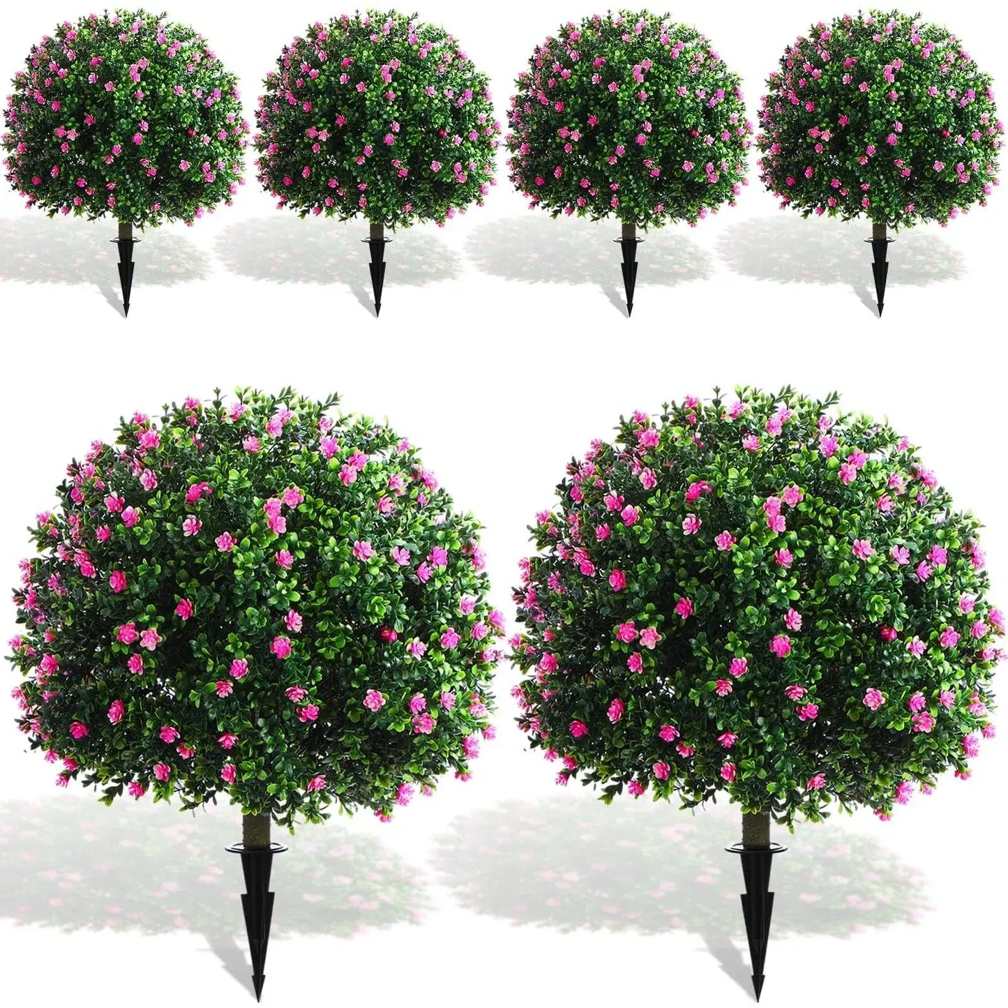 4 Pcs Artificial Flowers Fake Boxwood Topiary Ball Tree (NEW)