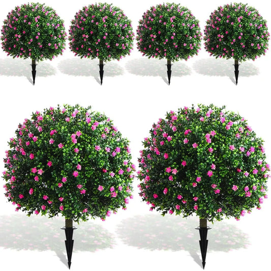 4 Pcs Artificial Flowers Fake Boxwood Topiary Ball Tree (NEW)