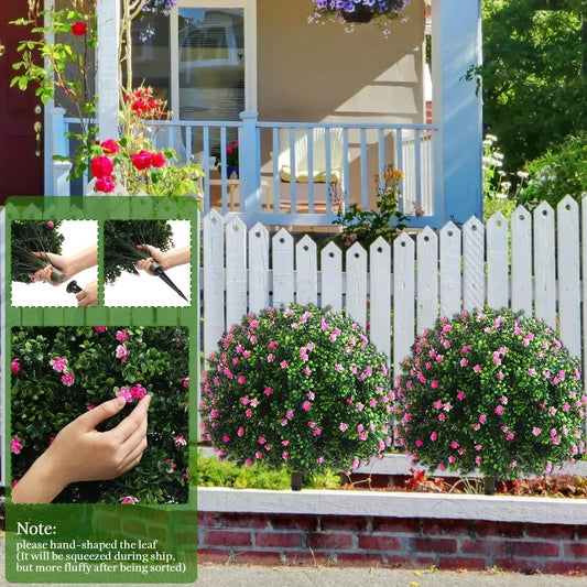 4 Pcs Artificial Flowers Fake Boxwood Topiary Ball Tree (NEW)