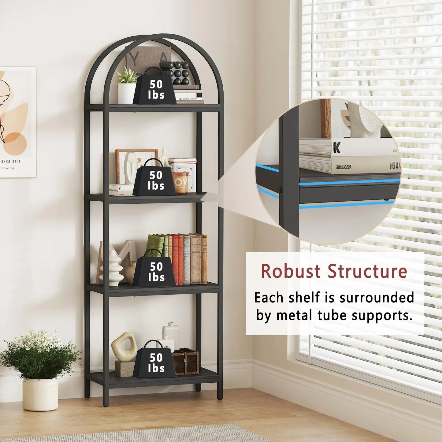 Yusong Bookshelf 4 Tier Arched , 71.3 (NEW)