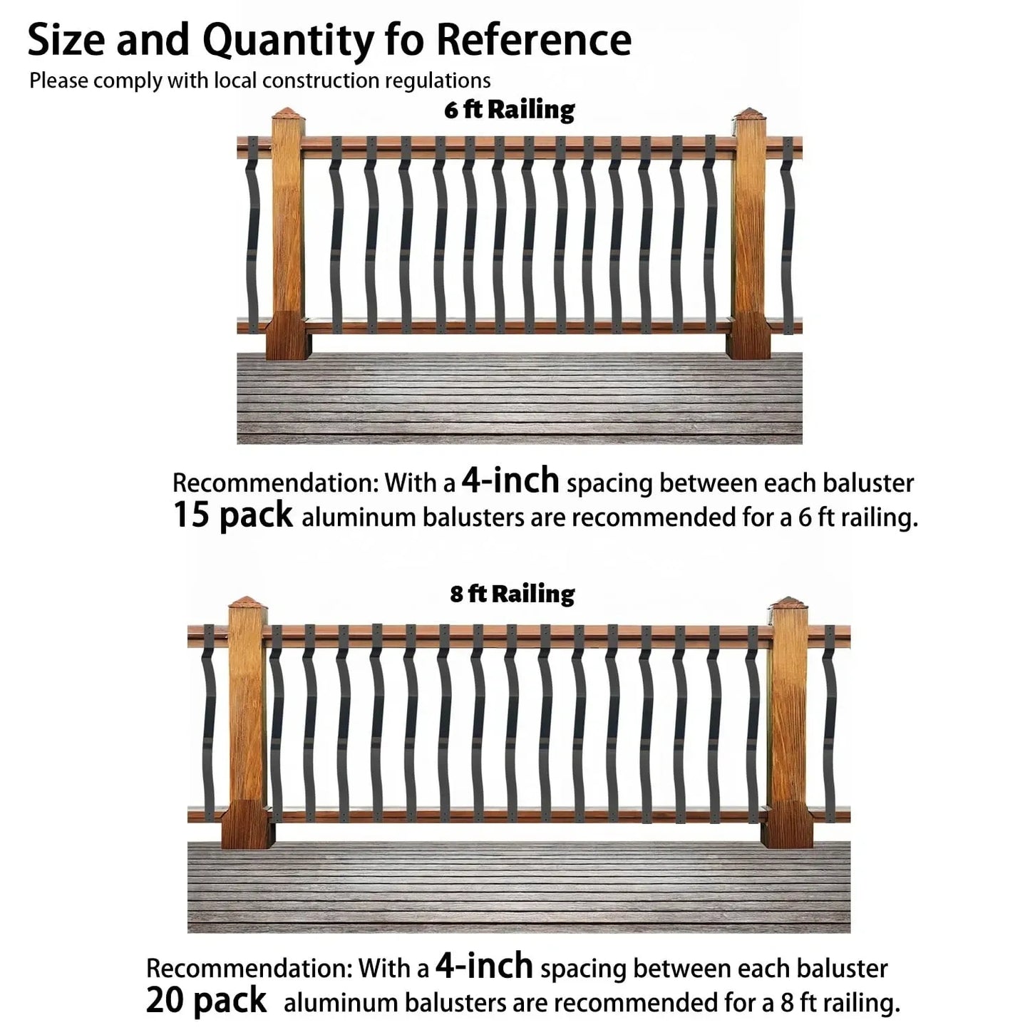 60 Pack 29.5 inch Metal Deck Balusters Wave Arc (NEW)