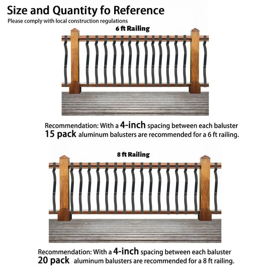 60 Pack 29.5 inch Metal Deck Balusters Wave Arc (NEW)