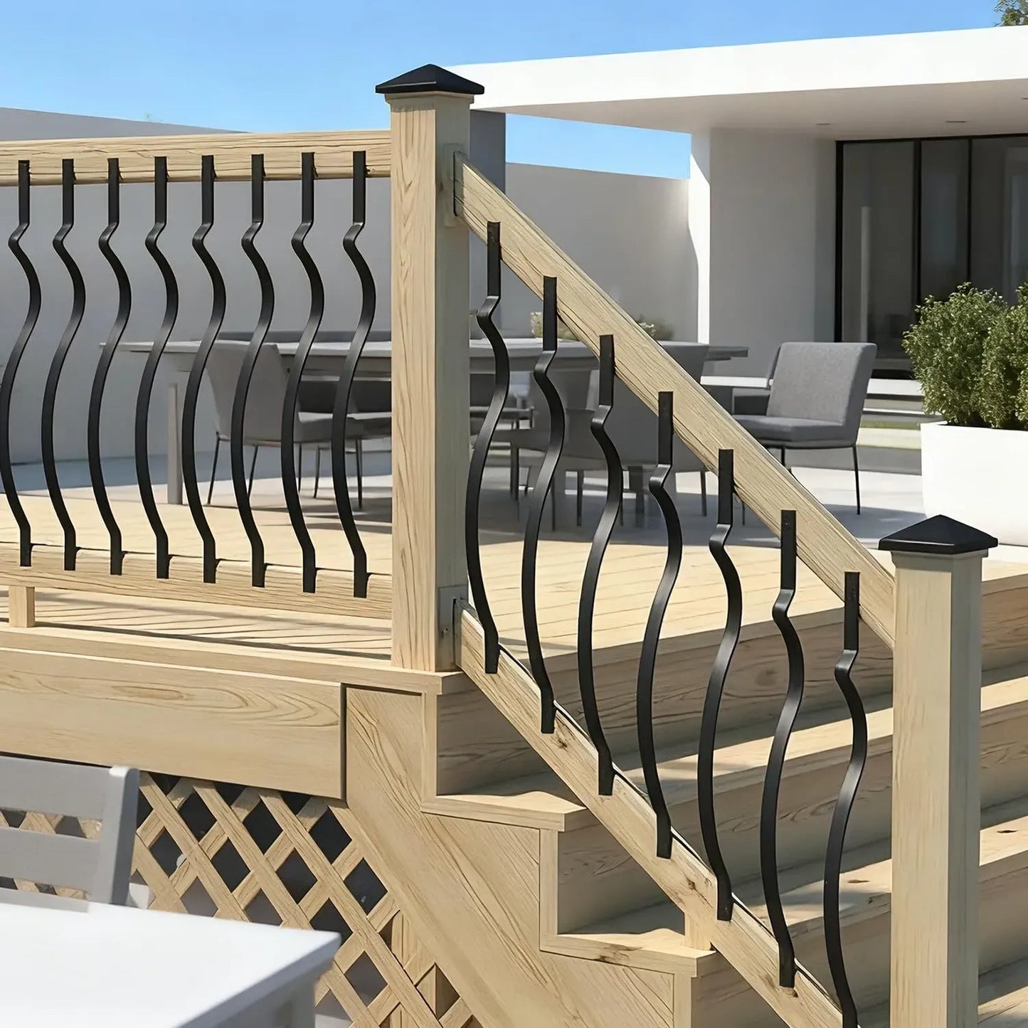 60 Pack 29.5 inch Metal Deck Balusters Wave Arc (NEW)